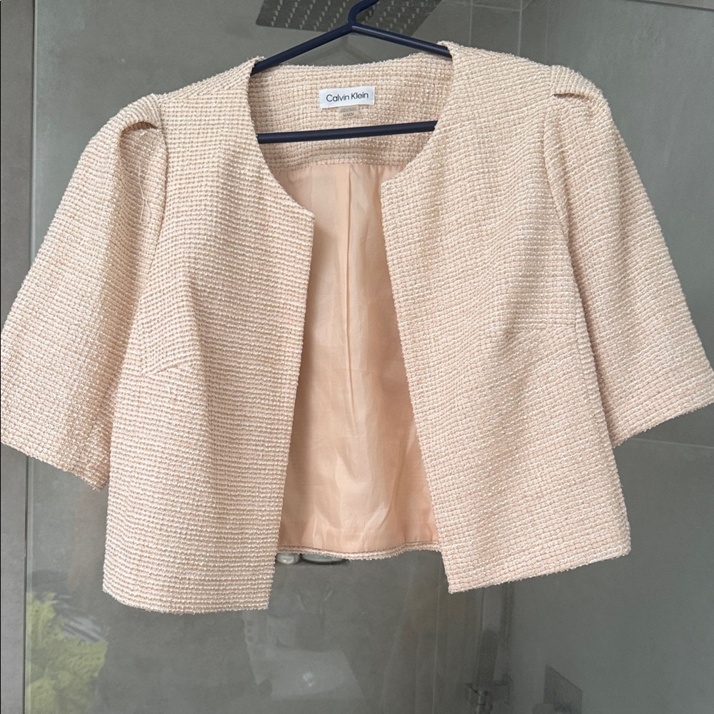 Calvin Klein Women's Textured Cream Blazer